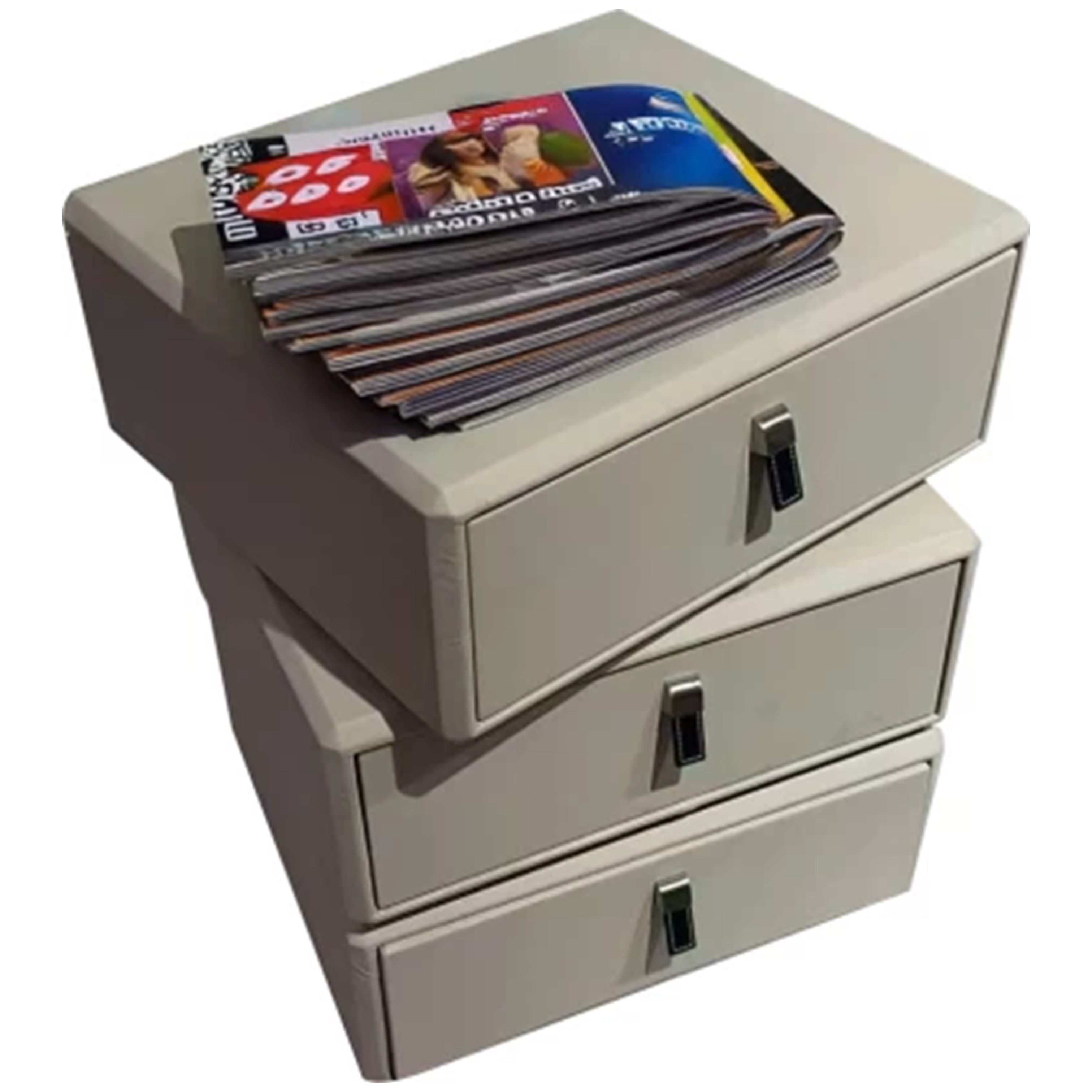 Madiega Furniture - Minimalist Grey Stacked Bedside Chest