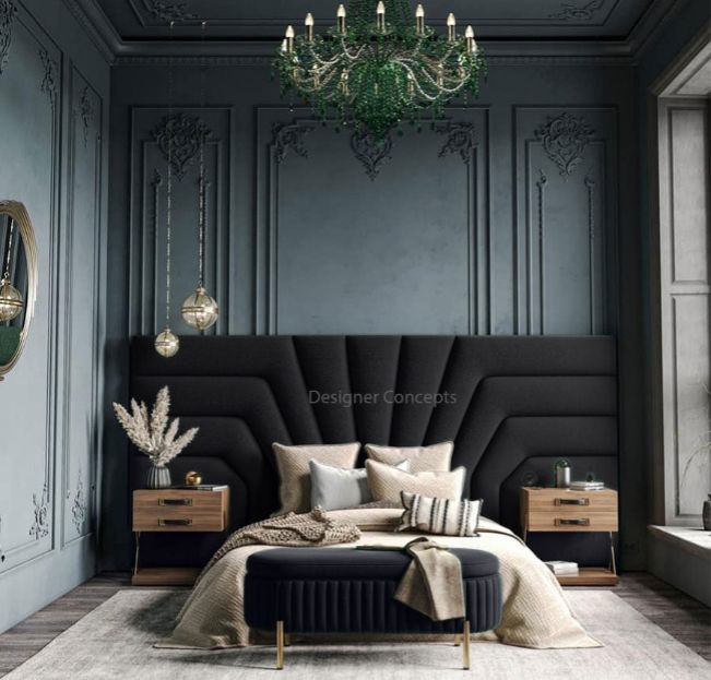 Isadora Overlap  Headboard Queen -Black
