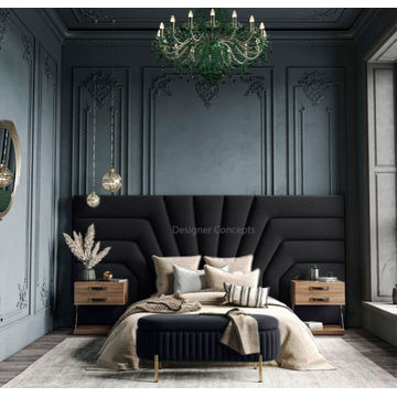 Isadora Overlap  Headboard Queen -Black