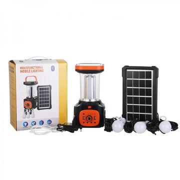 Multifunctional Rechargeable Solar Powered Speaker Light With 3 Bulbs
