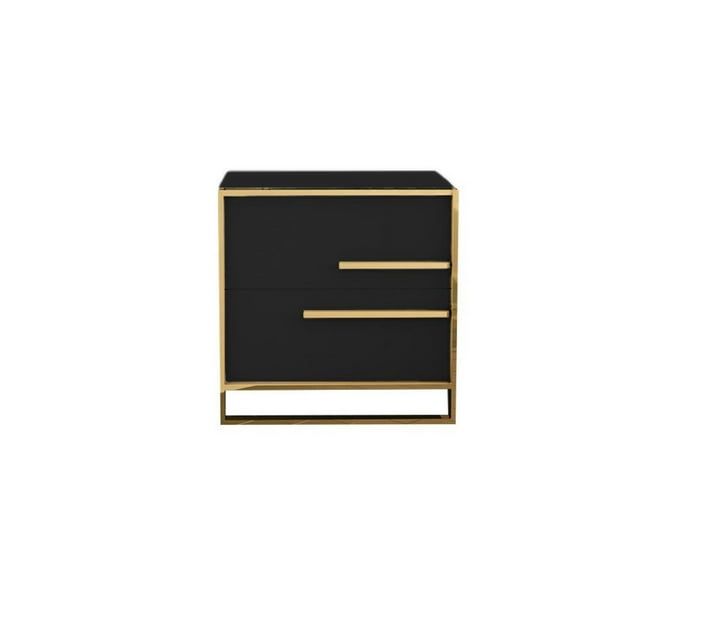 Gold Frame Sled 2 Drawer Bedroom Pedestal