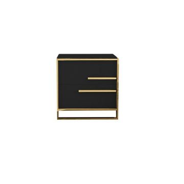 Gold Frame Sled 2 Drawer Bedroom Pedestal