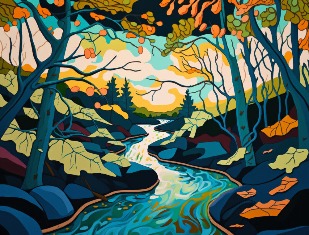 Canvas Wall Art - Canvas Wall art: Forest Abstract Painting  - B1263 - [120 x 80 cm]