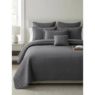 Premium Embossed Bedspread 5 Piece Queen/King Set - Dark Grey