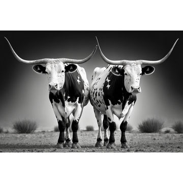 Canvas Wall Art - Two Ankole Bulls - B1414 - [120 x 80 cm]
