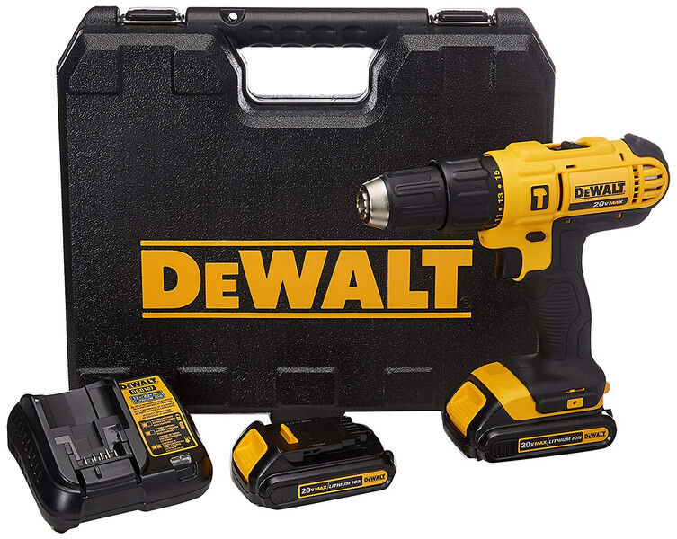 Dewalt - 18V Compact Hammer Drill + 2 x 18V 1.5Ah Li-Ion Batteries +  1 x 18V Battery Charger / DCD776S2-ZA