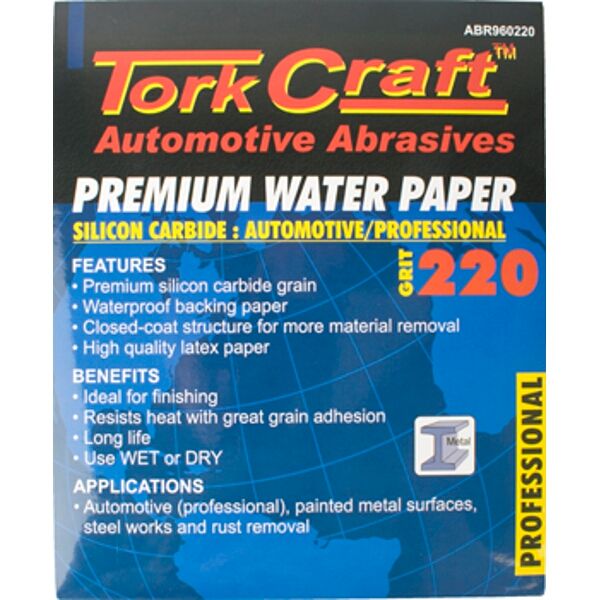 Premium Waterproof Paper  220 Grit 230  X 280 (50 Piece) Automotive