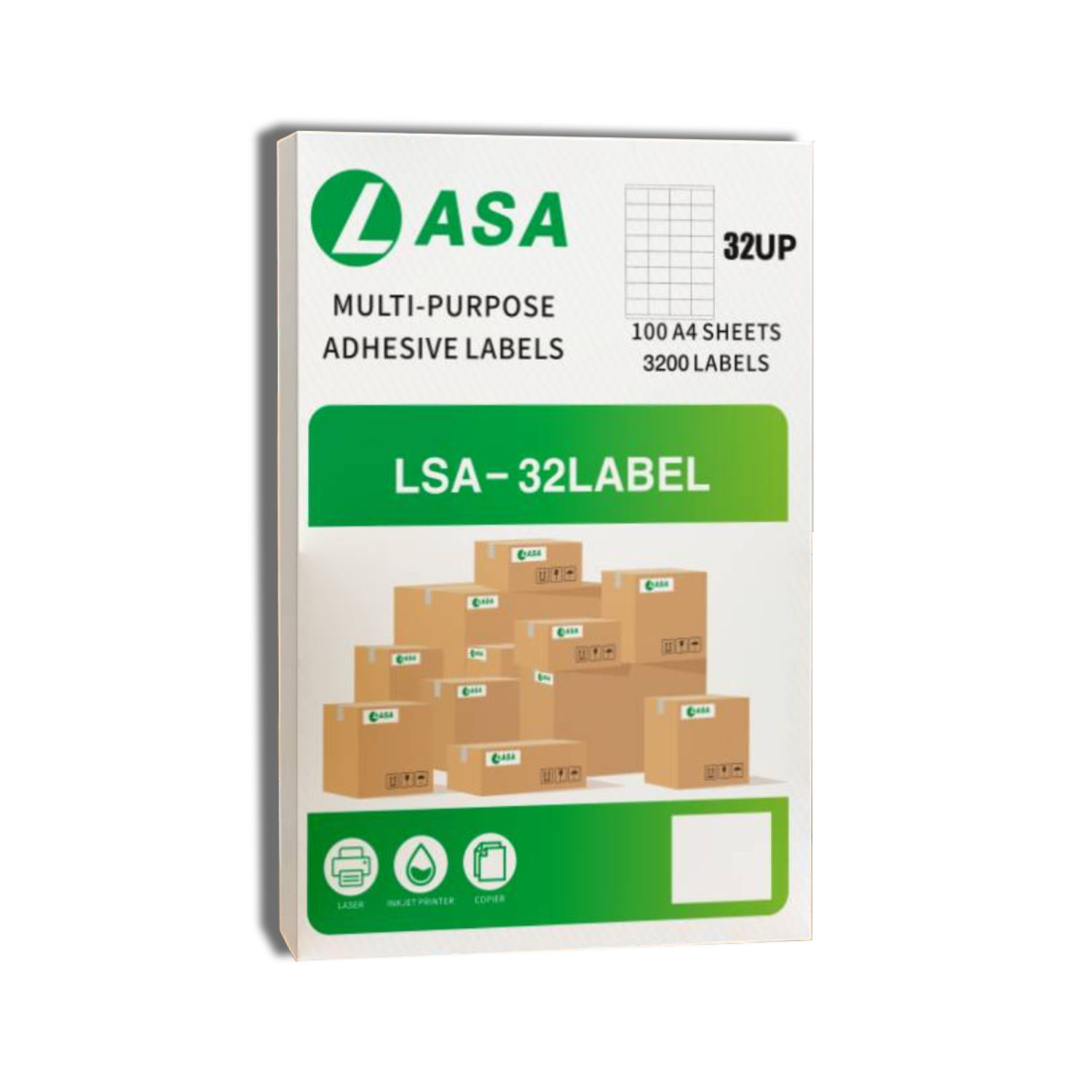LASA 32 Up 100 A4 Sheets Barcode Adhesive Label