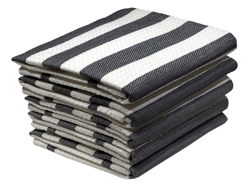 Bunty's Kitchen Towel - Design 2072 - 045x070cms - (05 Pc Pack) - Stripes - Ghost Gray