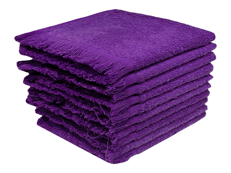 Plush 380 GSM Terry Fringe Guest Towel - Royal Lilac(10 Pc Pack)