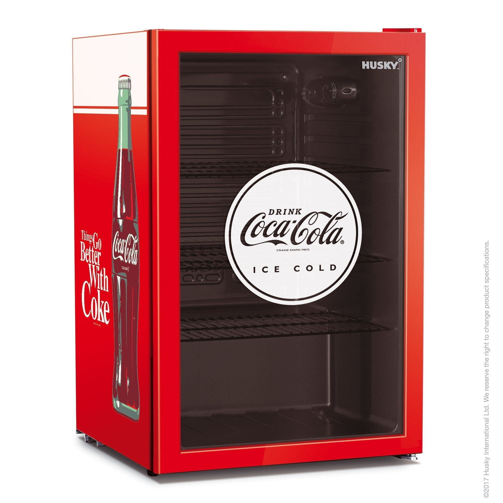 HUSKY - 130L UNDER-COUNTER BEVERAGE COOLER - GLASS DOOR - COCA COLA - RED