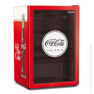 HUSKY - 130L UNDER-COUNTER BEVERAGE COOLER - GLASS DOOR - COCA COLA - RED