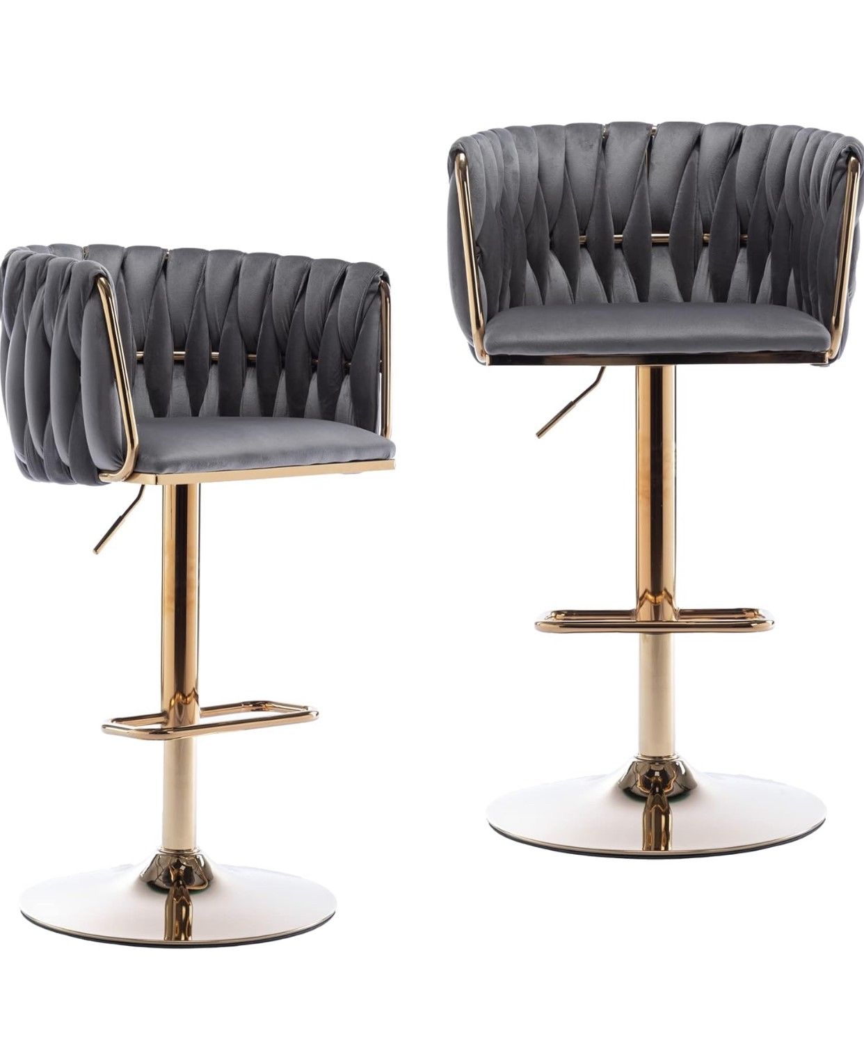 ASHER Velvet woven bar stool - set of 2 Grey