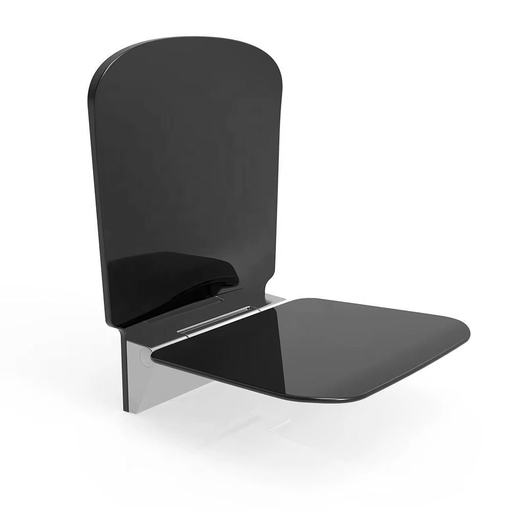 Wall-Mounted Fold-Down Shower Seat- Black