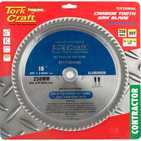 Blade Contractor Alum 250 X 80T Tcg Neg 30Mm Circular Saw Tct