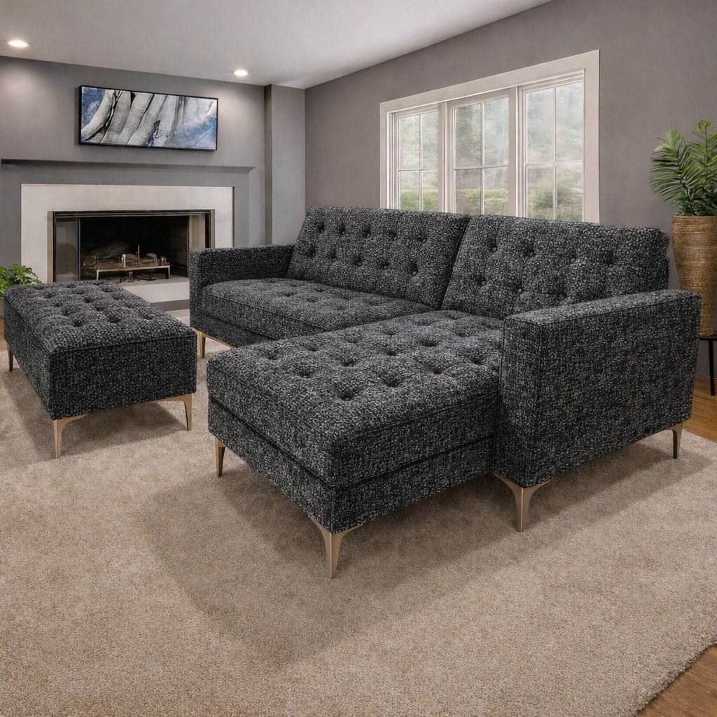 ASHER Charcoal Corner Sleeper Couch