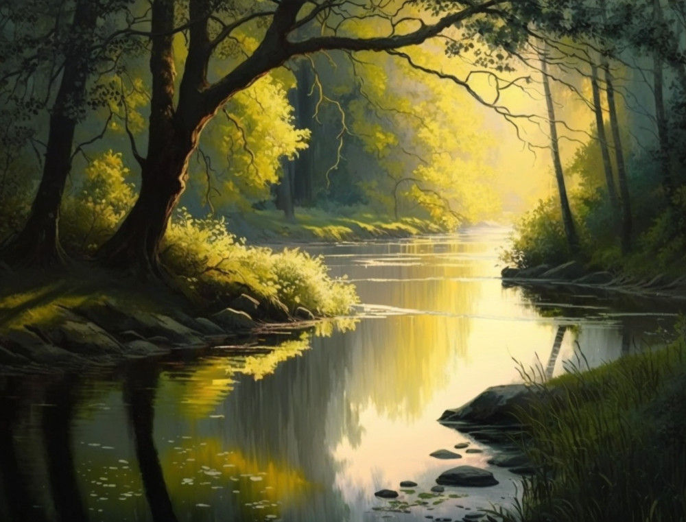 Canvas Wall Art - Canvas Wall art: River Abstract Painting  - B1257 - [120 x 80 cm]