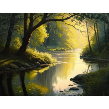 Canvas Wall Art - Canvas Wall art: River Abstract Painting  - B1257 - [120 x 80 cm]