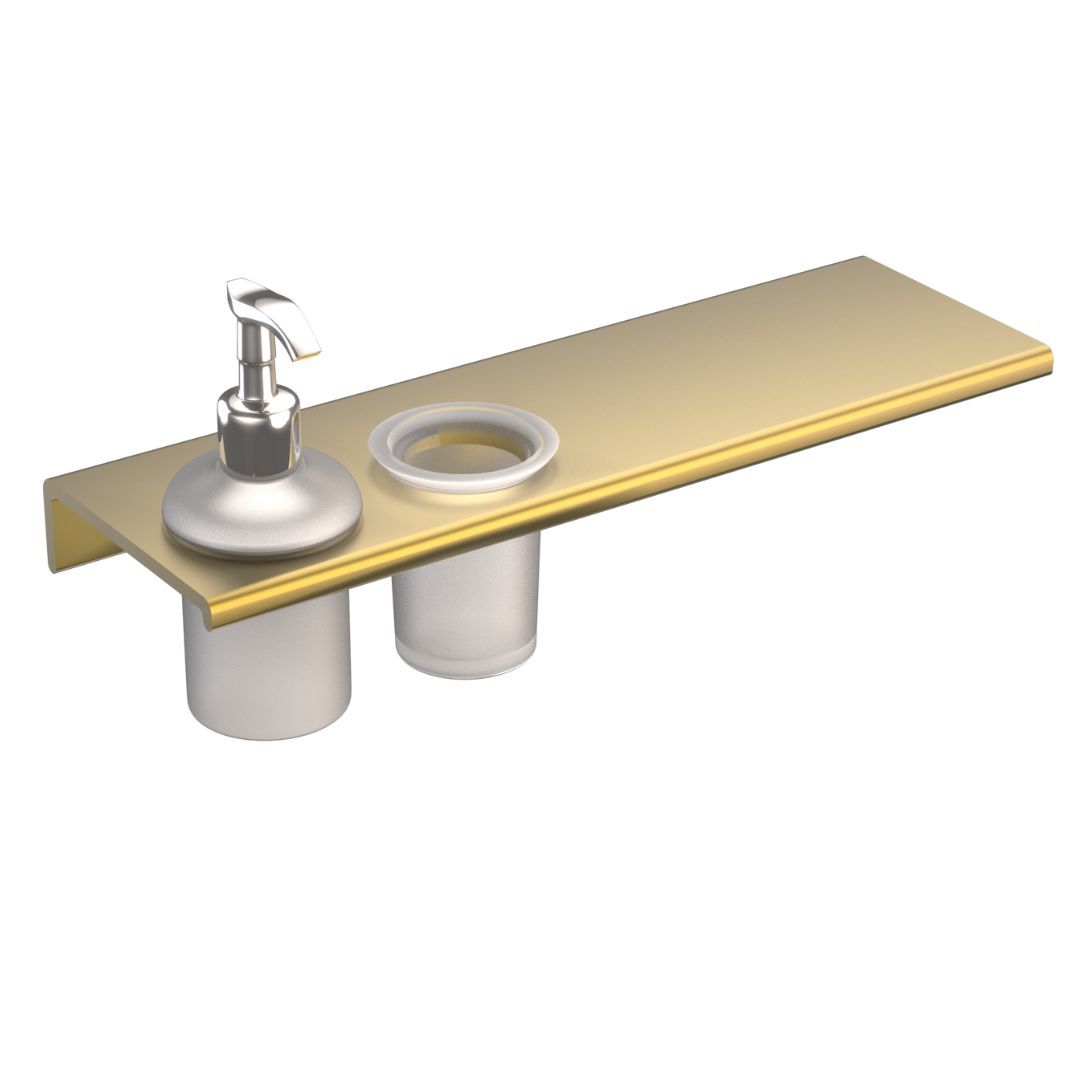 AURA FRENCH GOLD - LOTION DISPENSER+TUMBLER SHELF