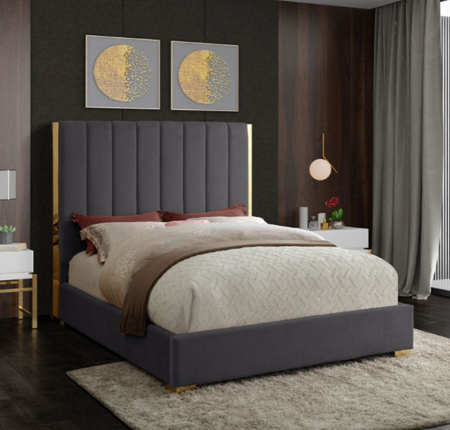 Harper Sleigh Bed King -Grey
