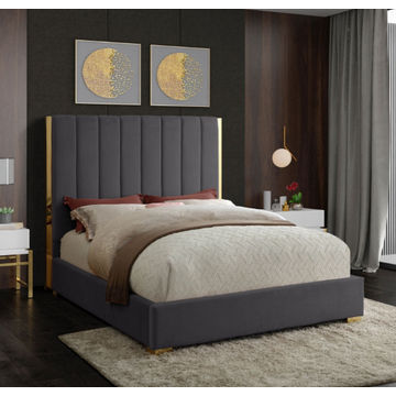 Harper Sleigh Bed King -Grey