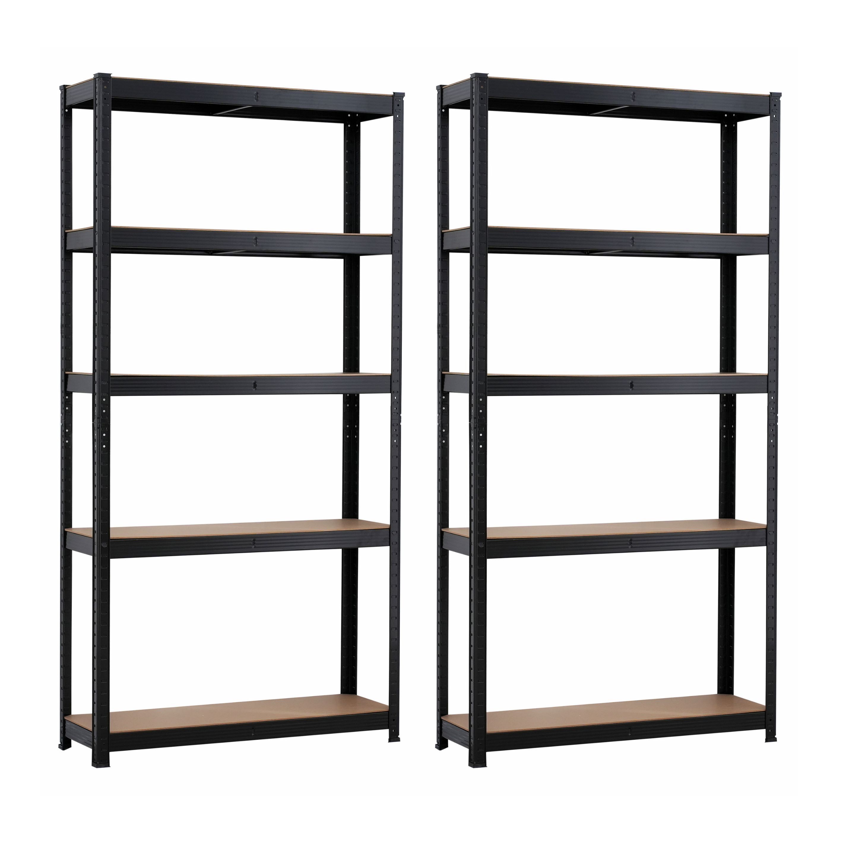 Infinity Homeware - 2 Units x 5 Tier Shelving - (BLACK) 90 x 30 x 180cm