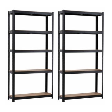 Infinity Homeware - 2 Units x 5 Tier Shelving - (BLACK) 90 x 30 x 180cm