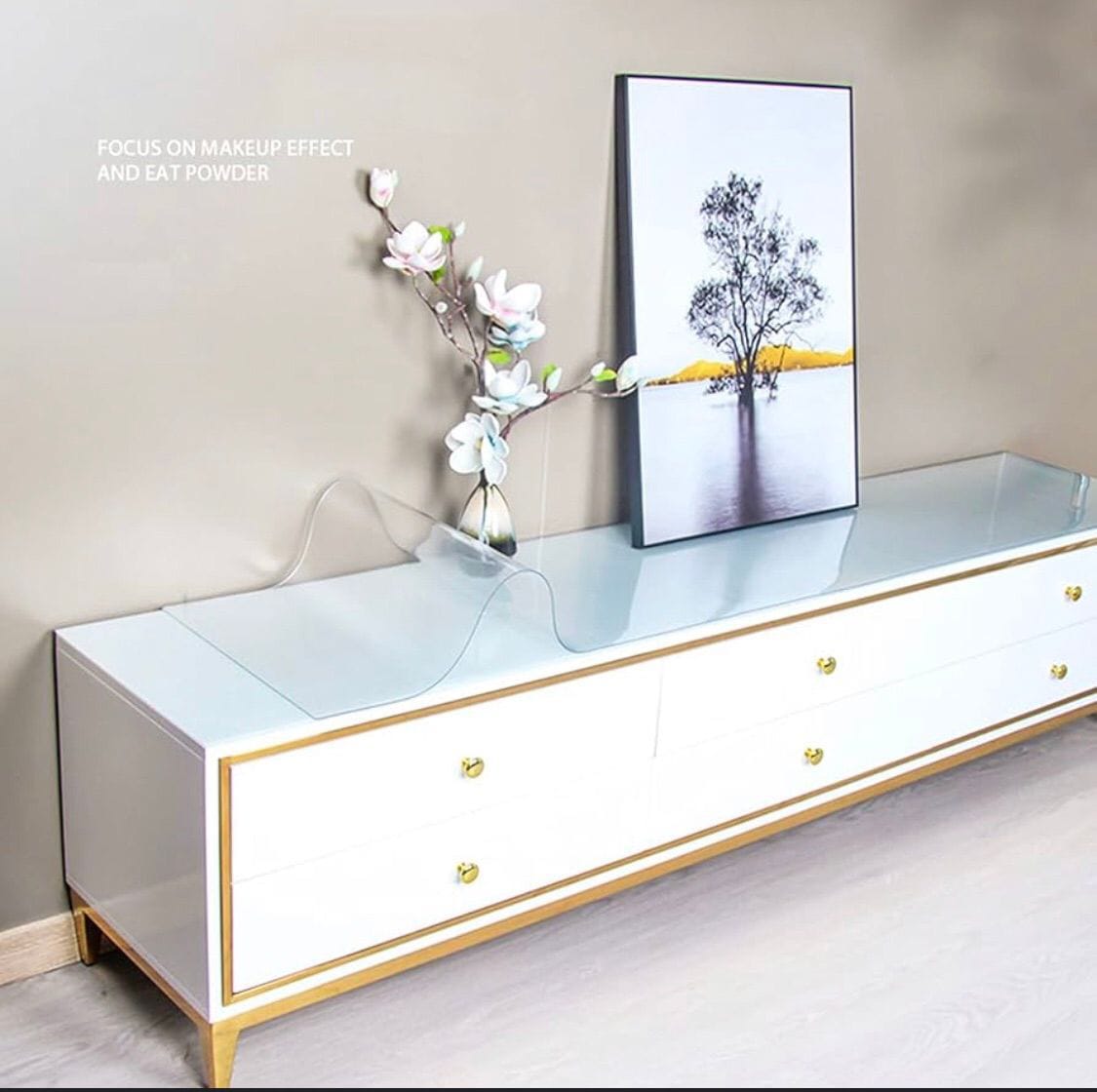 EFURN- Asher Elegant Rectangle Tv Stand (White)