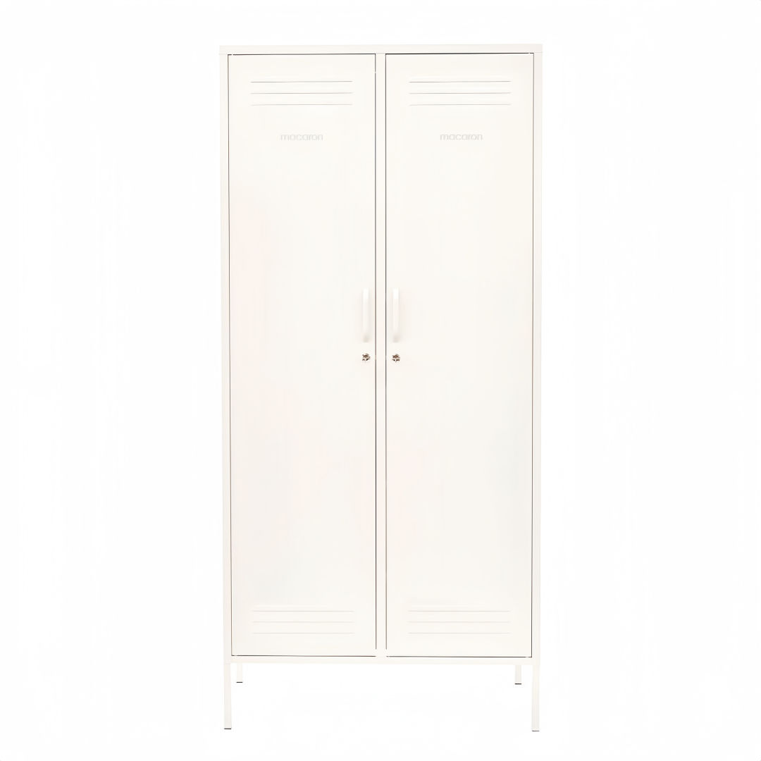 Steel Twinny Wardrobe Metal Locker Adjustable Shelves Storage Cabinet - White