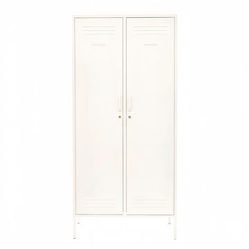 Steel Twinny Wardrobe Metal Locker Adjustable Shelves Storage Cabinet - White