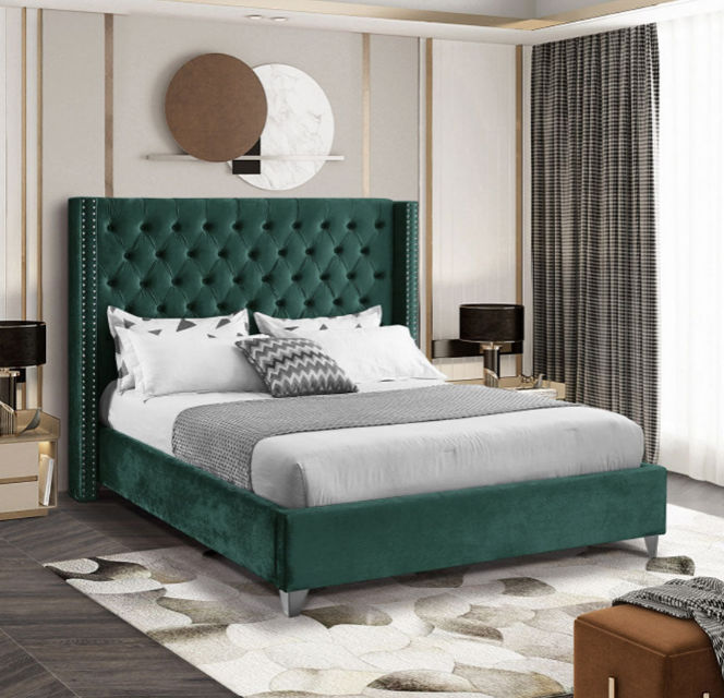 Kimberly Sleigh Bed Queen -Green