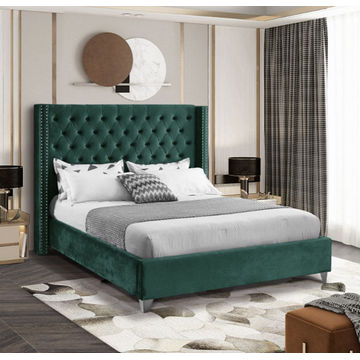 Kimberly Sleigh Bed Queen -Green