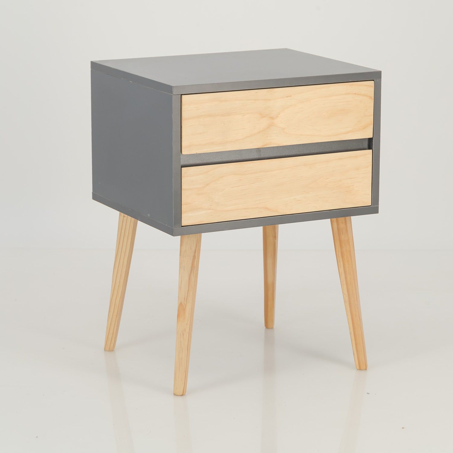 Nallo Two Drawer Side Table - Grey