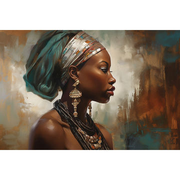 Canvas Wall Art - African Woman in Traditional Attire - A1487 - [120 x 80 cm]