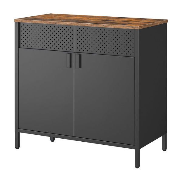 Industrial Buffet Sideboard Cabinet – Metal Storage with Adjustable Shelves