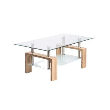Lala 110x60cm Glass Coffee Table - Light Oak