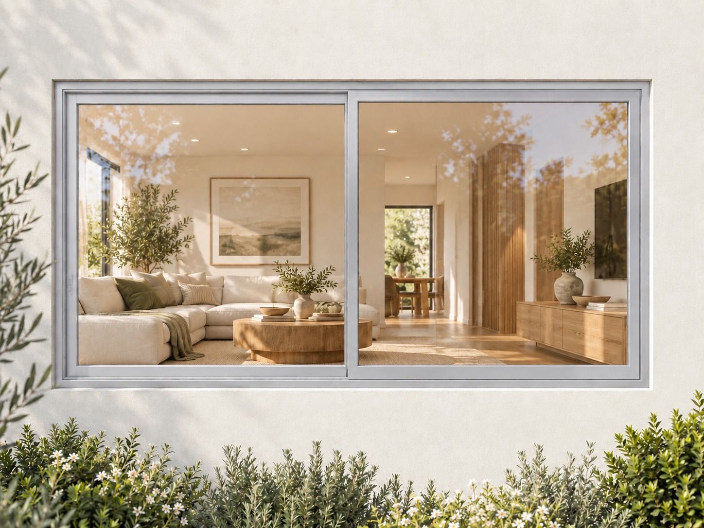 Kenzo Aluminium Sliding Window - Silver, 2100 1200 mm, Two Sliding Panels