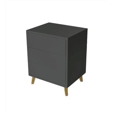 Dudula Three Drawer Side Table - Dark Grey
