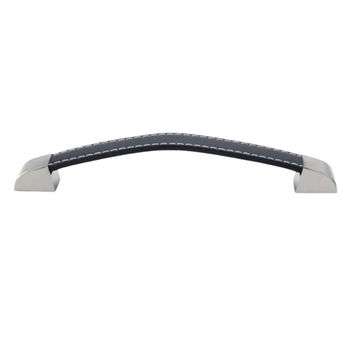Leather Handle, Brown/Satin Nickel, 160mm
