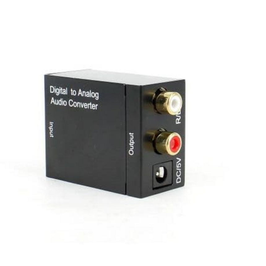 Digital Optical Coax to Analog RCA L/R Audio Converter Adapter with Fiber Cable