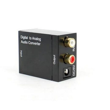 Digital Optical Coax to Analog RCA L/R Audio Converter Adapter with Fiber Cable