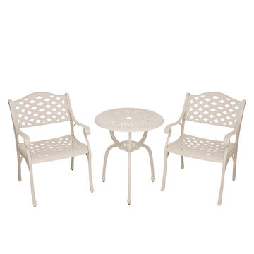 2  Seater - Lattice Aluminium Patio Set / Garden Furniture / Outdoor Dining Set   (2 Lattice Chairs with 60cm Round Elizabeth Table) - SAND