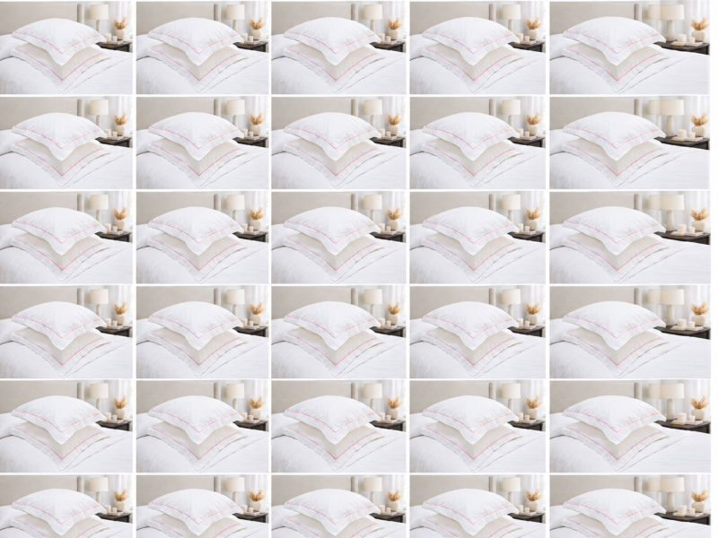 Premium Collection Soft Touch - Oxford Strawberry Cream Satin Stitch Pillow Cover Set - Continental - (30 Sets)