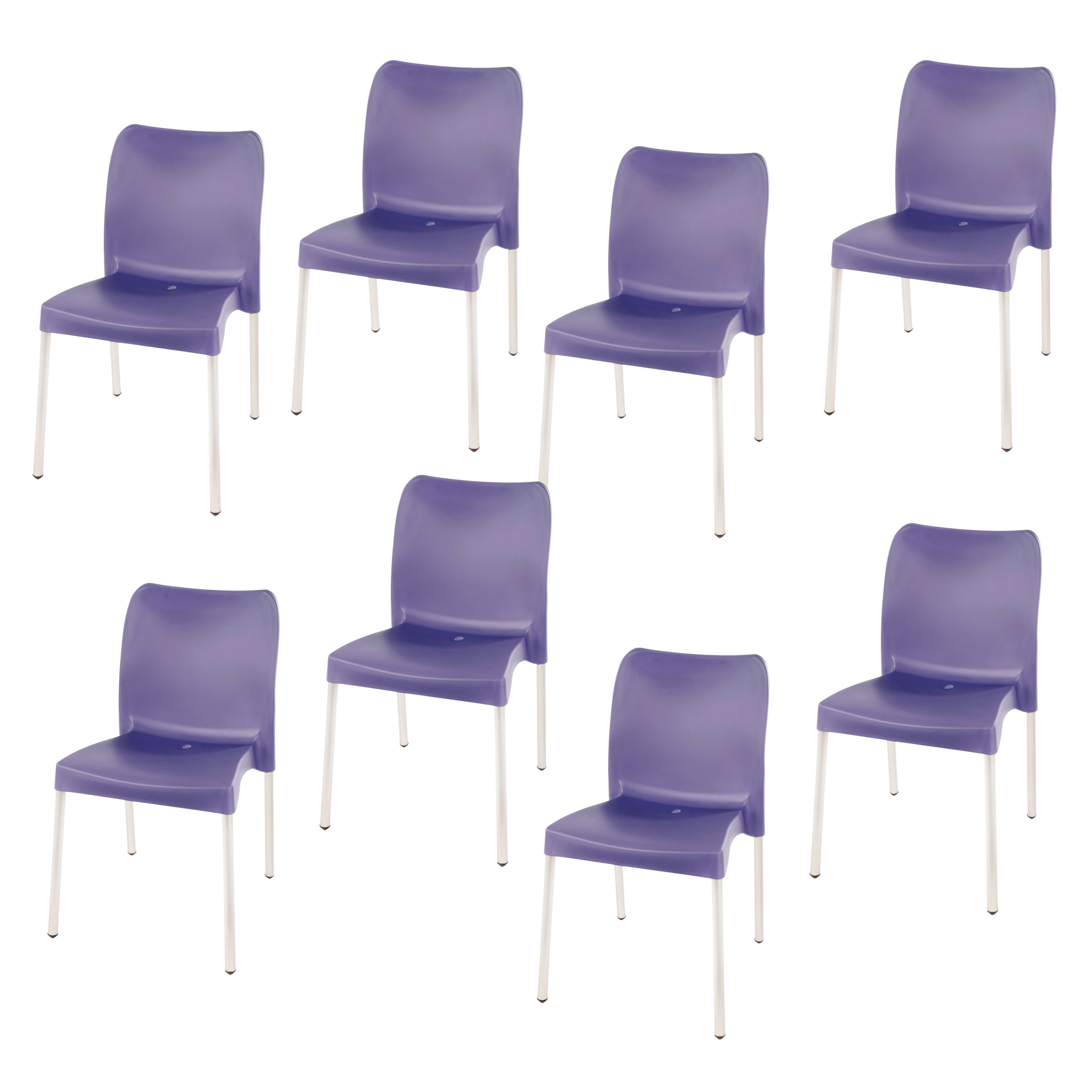 Florence Heavy  Duty Plastic Bistro Chair / Patio Chair / Garden Chair / Stackable - NO ARMRESTS - LAVENDER  - Set of 8
