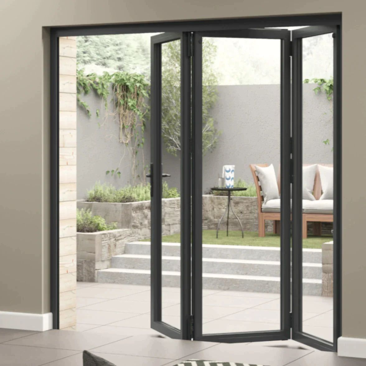 Kenzo - SFD3FG6LC  - Aluminium Fold A-Side Door 1.8mx2.1m Charcoal Open to Left Viewed From Outside