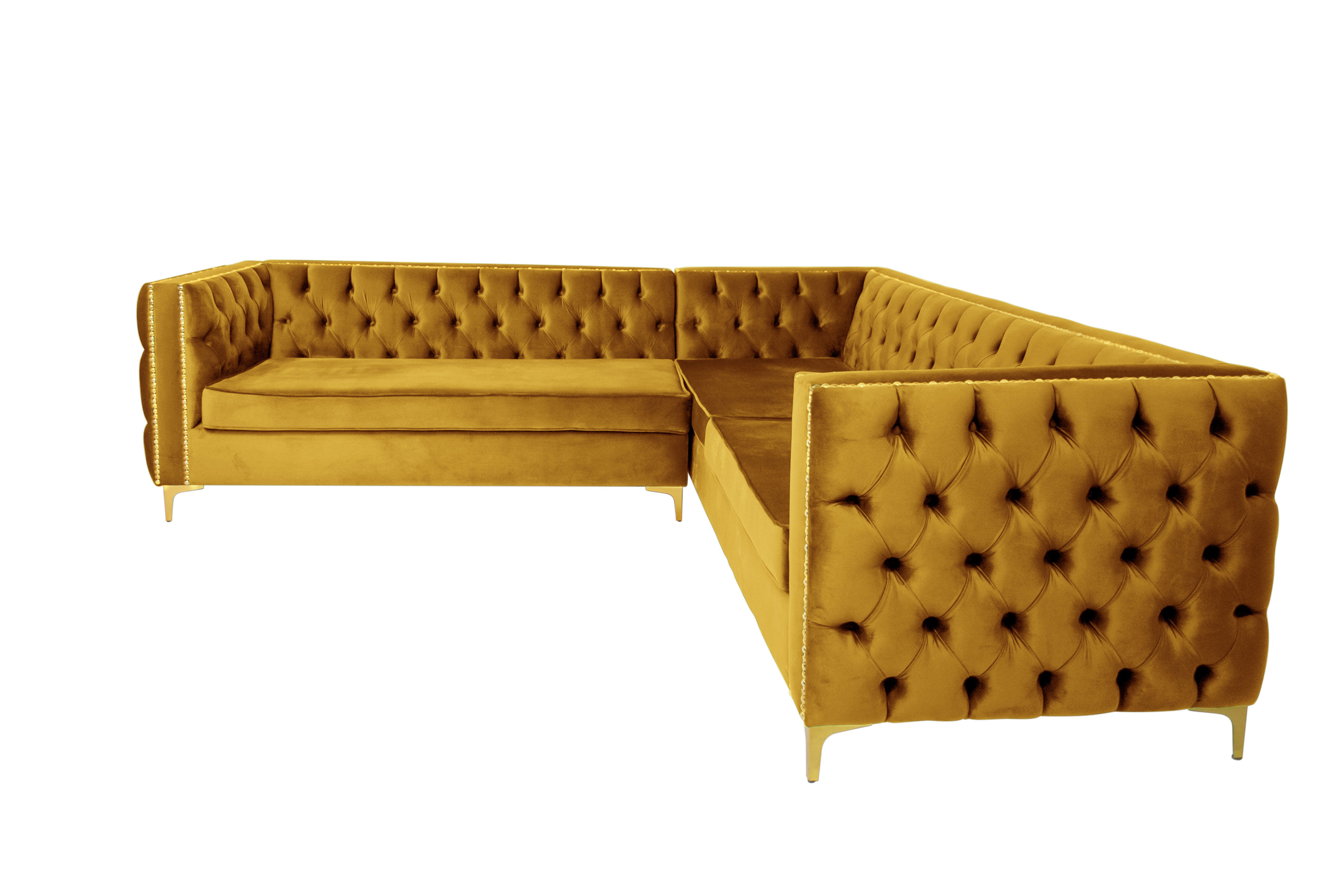 Rosa Oxford Corner Button Couch - Yellow