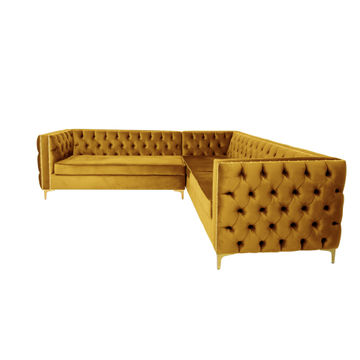 Rosa Oxford Corner Button Couch - Yellow