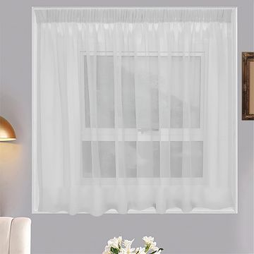 Matoc Designs Café Curtain - Mystic Voile - White - Taped - Single Layer - 250cm W x 120cm H
