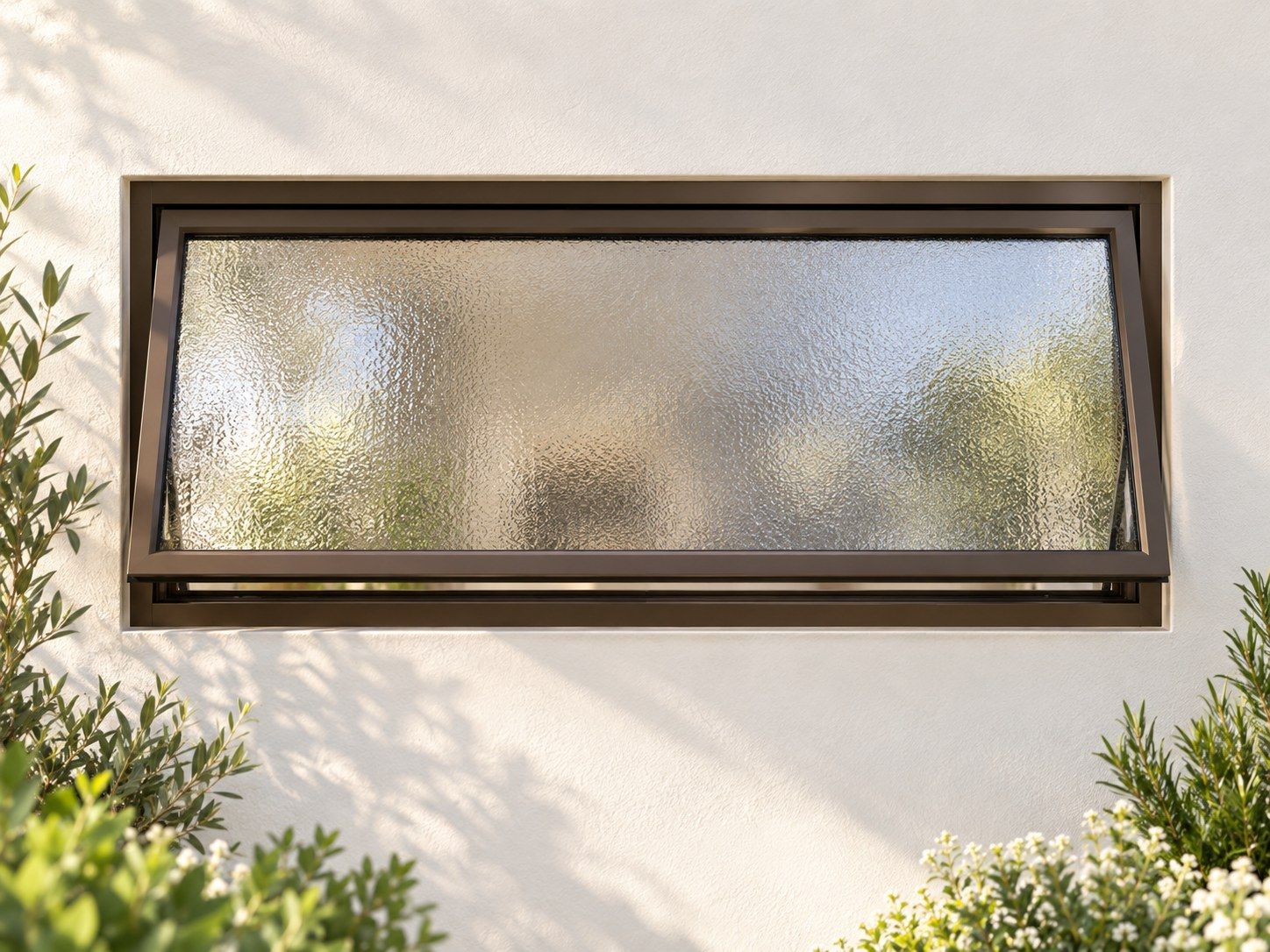 Kenzo Premium Top-Hung Aluminium Window - Bronze, 900 400 mm, Single Opener, Obscure Safety Glass