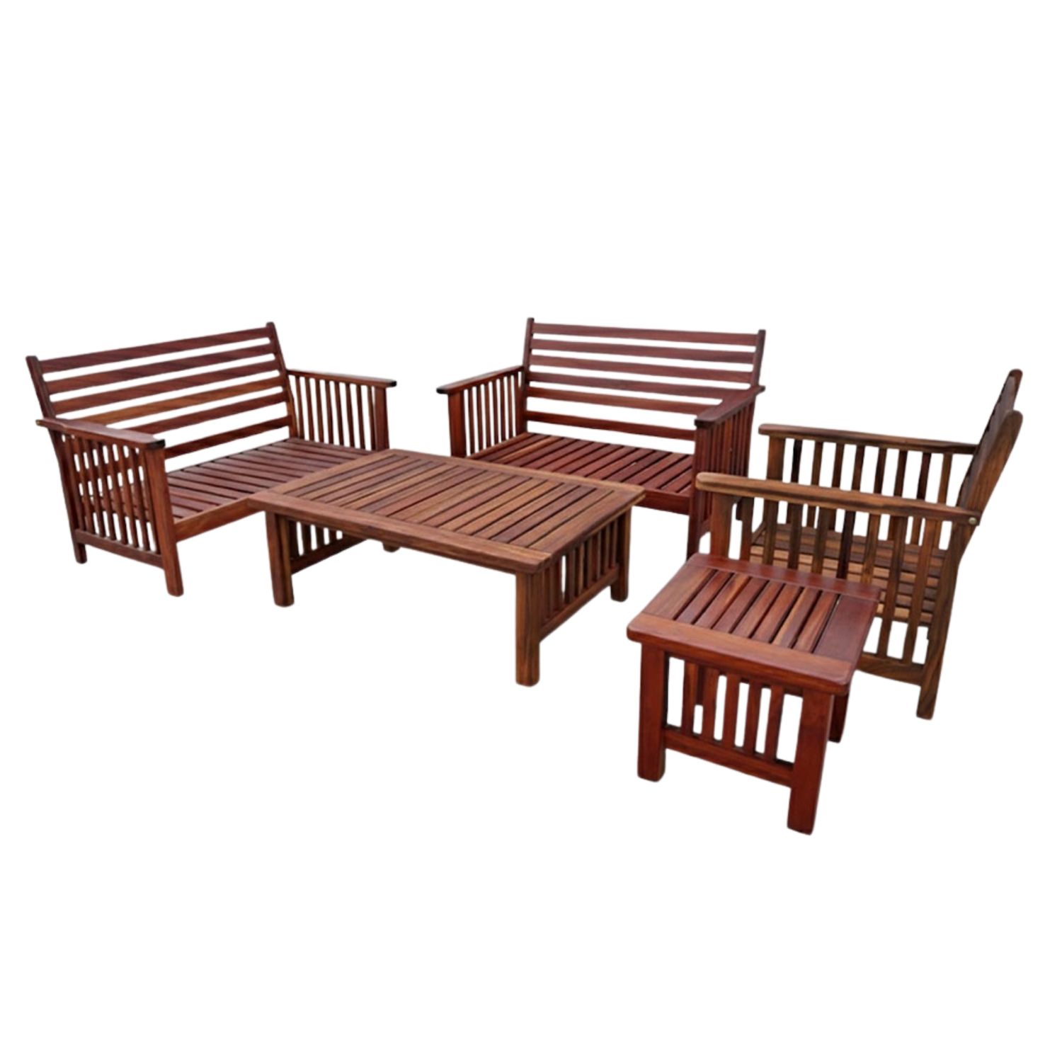 Zambezi Teak Lounge Set 5-Piece 5-Seater x1 1-Seater 2 Two-Seater Sofas Coffee Table Side Table (Cushions Sold Separately)